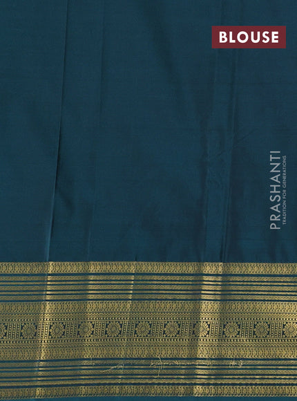Peacock Green Semi Kanchipuram Silk - Korvai
