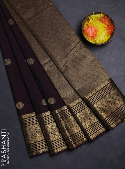 Coffee Brown Semi Kanchipuram Silk - Korvai