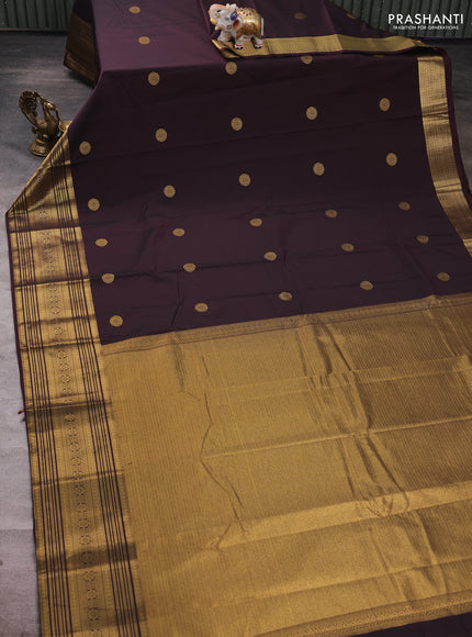 Coffee Brown Semi Kanchipuram Silk - Korvai
