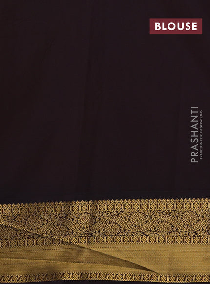 Mustard Yellow & Coffee Brown Semi Kanchipuram Silk - Korvai