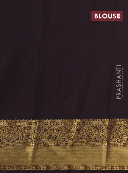 Green & Coffee Brown Semi Kanchipuram Silk - Korvai