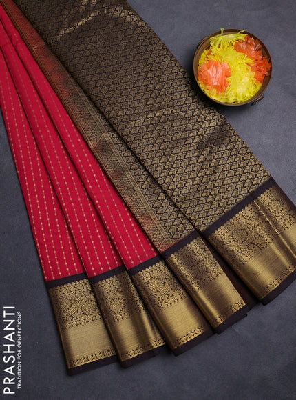 Pink & Coffee Brown Semi Kanchipuram Silk - Korvai