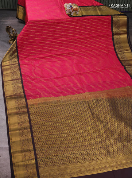 Pink & Coffee Brown Semi Kanchipuram Silk - Korvai
