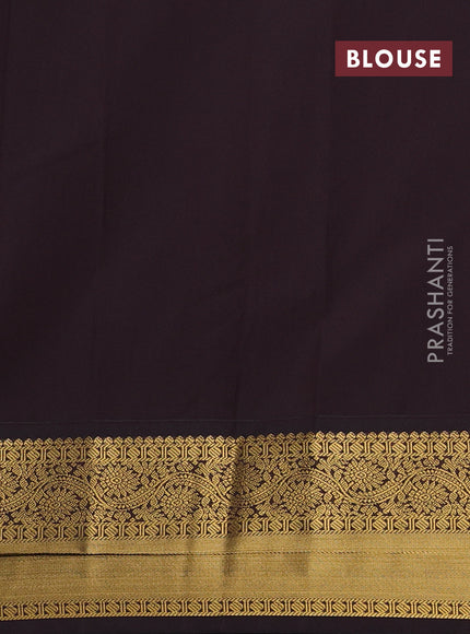 Pink & Coffee Brown Semi Kanchipuram Silk - Korvai