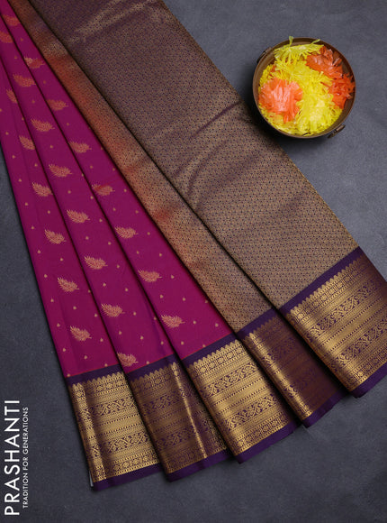 Magenta Pink & Purple Semi Kanchipuram Silk - Korvai