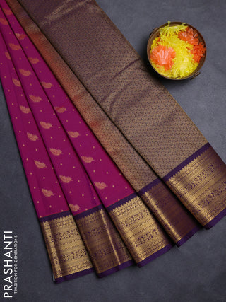 Magenta Pink & Purple Semi Kanchipuram Silk - Korvai