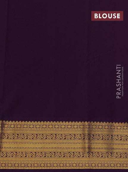 Teal Blue & Violet Semi Kanchipuram Silk - Korvai