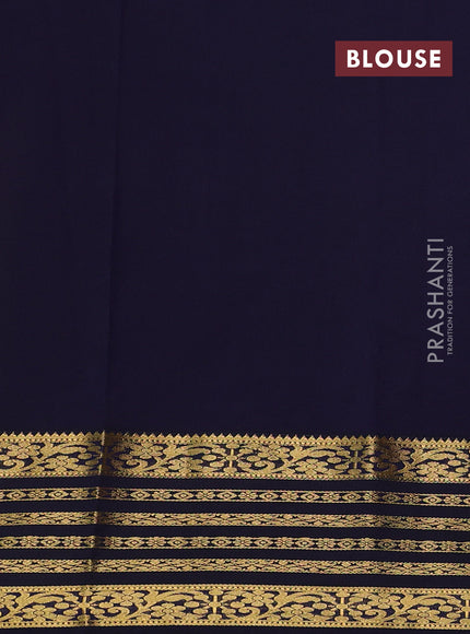 Lime Green & Navy Blue Semi Kanchipuram Silk - Korvai