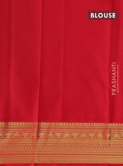 Teal Green & Red Semi Kanchipuram Silk - Korvai