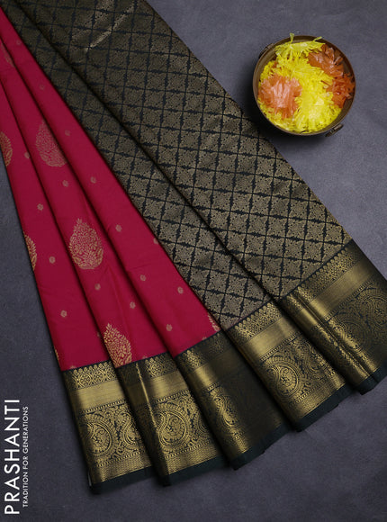 Pink & Green Semi Kanchipuram Silk - Korvai