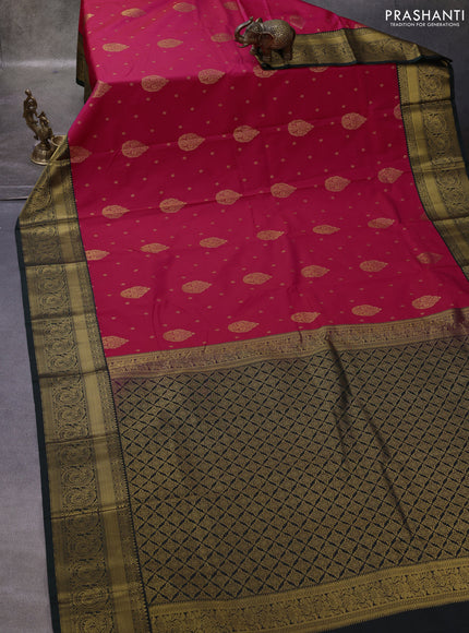 Pink & Green Semi Kanchipuram Silk - Korvai