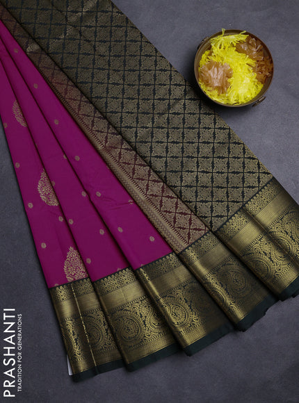 Pink & Green Semi Kanchipuram Silk - Korvai