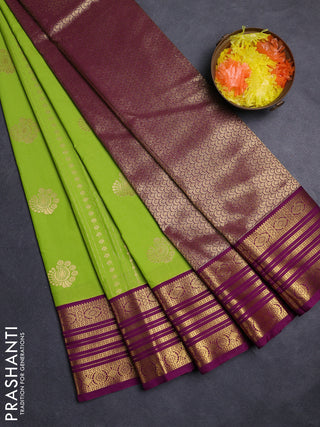 Green & Purple Semi Kanchipuram Silk - Korvai