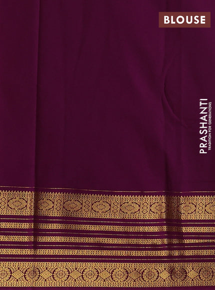 Green & Purple Semi Kanchipuram Silk - Korvai