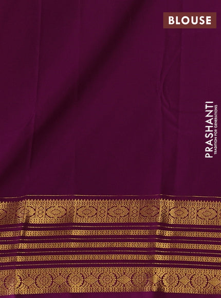 Peach Pink & Purple Semi Kanchipuram Silk - Korvai