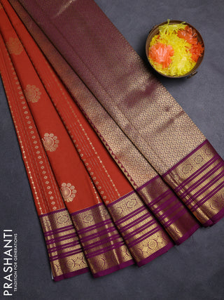 Rust  & Purple Semi Kanchipuram Silk - Korvai