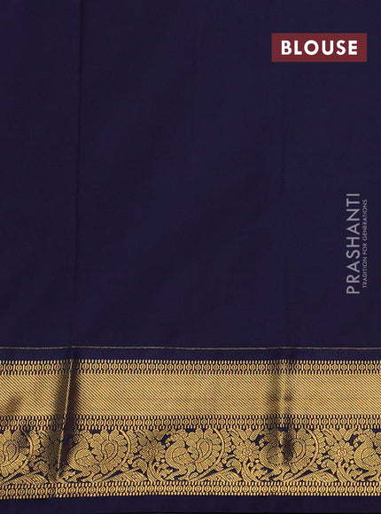 Red & Navy Blue Semi Kanchipuram Silk - Korvai