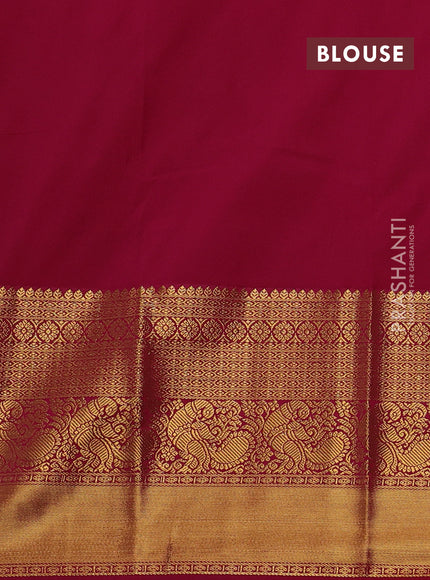 Mustard Yellow & Magenta Pink Semi Kanchipuram Silk - Korvai