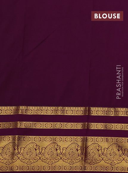Peach Pink & Purple Semi Kanchipuram Silk - Korvai