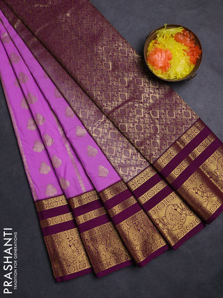 Lavender & Purple Semi Kanchipuram Silk - Korvai
