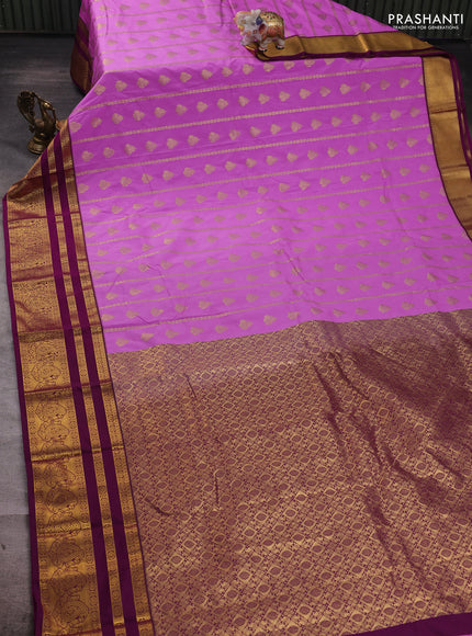 Lavender & Purple Semi Kanchipuram Silk - Korvai