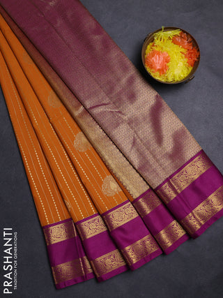 Yellow & Magenta Pink Semi Kanchipuram Silk - Korvai