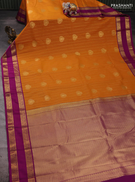 Yellow & Magenta Pink Semi Kanchipuram Silk - Korvai