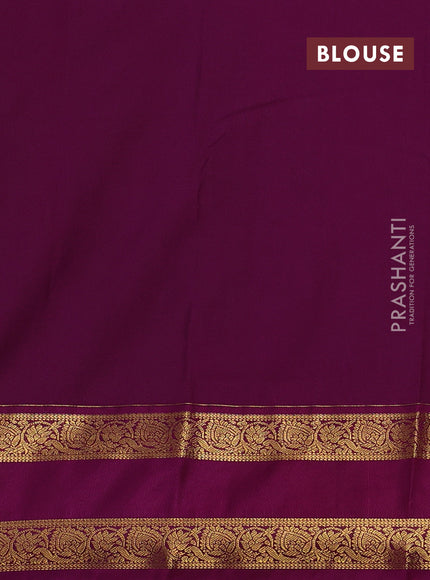 Yellow & Magenta Pink Semi Kanchipuram Silk - Korvai