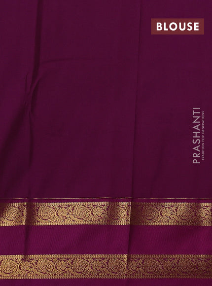 Green & Magenta Pink Semi Kanchipuram Silk - Korvai