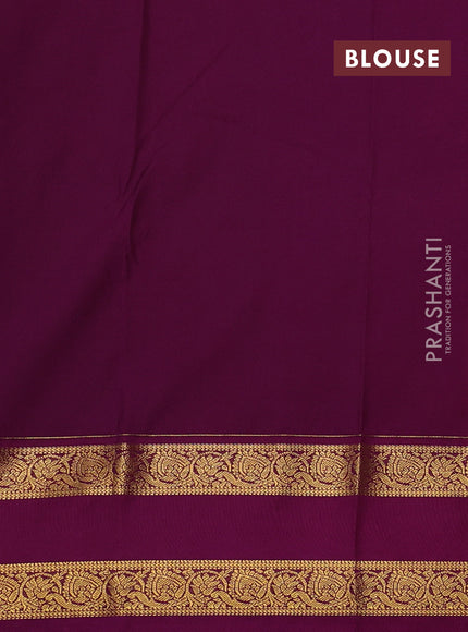 Peach Pink & Magenta Pink Semi Kanchipuram Silk - Korvai