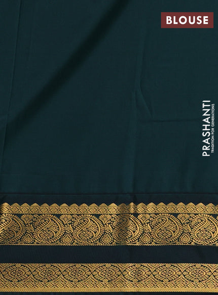 Teal Blue & Green Semi Kanchipuram Silk - Korvai