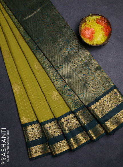 Lime Green & Green Semi Kanchipuram Silk - Korvai