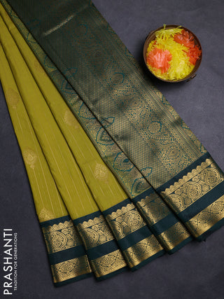 Lime Green & Green Semi Kanchipuram Silk - Korvai