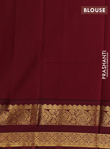 Navy Blue & Maroon Semi Kanchipuram Silk - Korvai