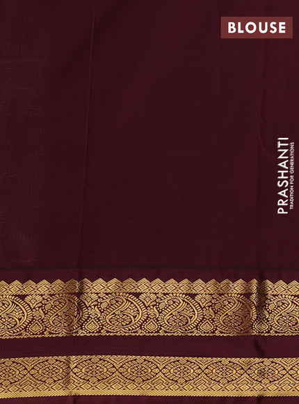 Teal Blue & Wine Semi Kanchipuram Silk - Korvai