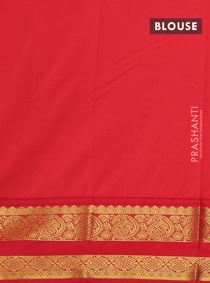 Green & Red Semi Kanchipuram Silk - Korvai