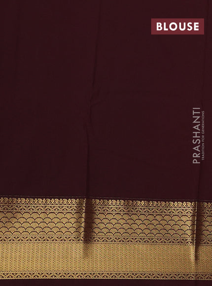 Cs Blue & Coffee Brown Semi Kanchipuram Silk - Korvai