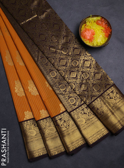 Yellow & Maroon Semi Kanchipuram Silk - Korvai