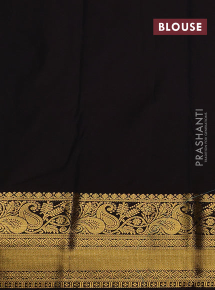 Teal Blue & Coffee Brown Semi Kanchipuram Silk - Korvai