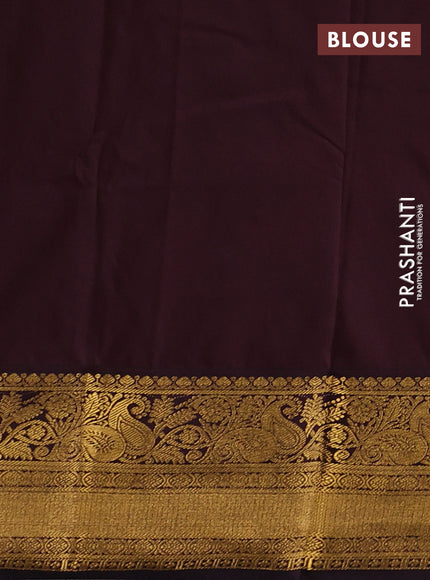 Pastel Pink & Coffee Brown Semi Kanchipuram Silk - Korvai