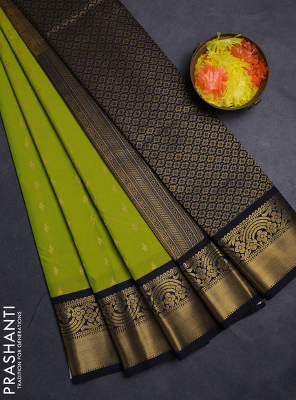 Green & Black Semi Kanchipuram Silk - Korvai