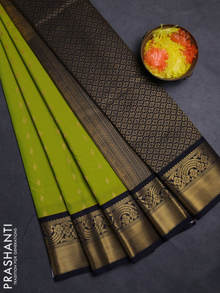 Green & Black Semi Kanchipuram Silk - Korvai