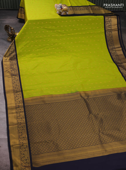 Green & Black Semi Kanchipuram Silk - Korvai