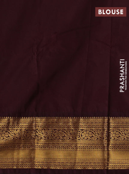 Mustard Yellow & Coffee Brown Semi Kanchipuram Silk - Korvai