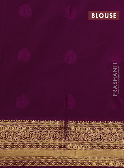 Pink & Magenta Pink Semi Kanchipuram Silk - Korvai