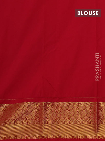 Teal Blue & Red Semi Kanchipuram Silk - Korvai