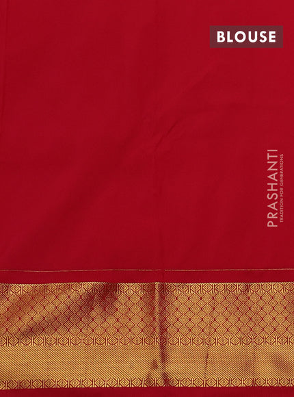 Mustard Yellow & Red Semi Kanchipuram Silk - Korvai