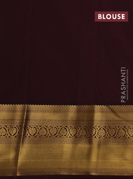 Teal Blue & Coffee Brown Semi Kanchipuram Silk - Korvai