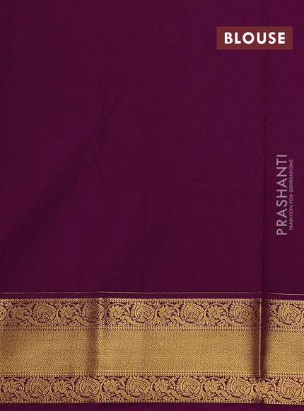 Cs Blue & Magenta Pink Semi Kanchipuram Silk - Korvai