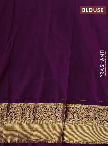 Peach Pink & Purple Semi Kanchipuram Silk - Korvai